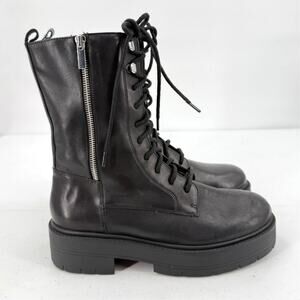 NEW Geox D Spheric EC7 Leather Zippered Biker Mid Boots Black Size 9